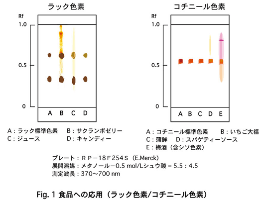 Fig.1 食品への応用（ラック色素/コチニール色素）